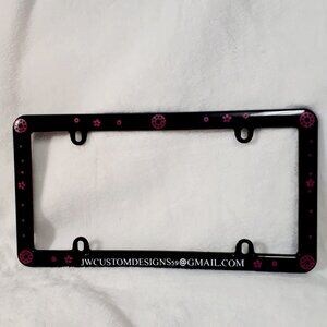 Pink Flowers License Plate Frame